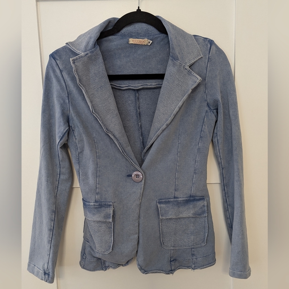 Keysha Made In Italy Cotton Baby Blue Blazer
